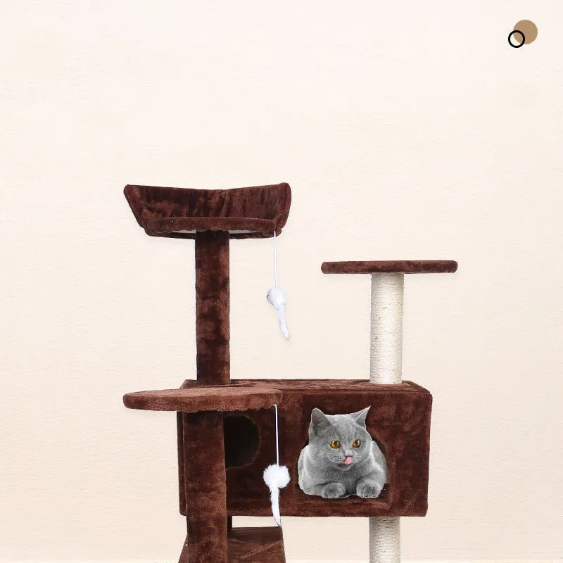 CBQ013 cat climbing frame 50x50x137cm with sisal scratching areas plush resting platforms and toy balls