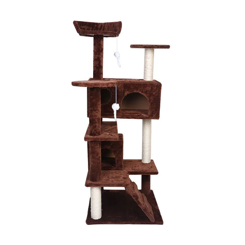 CBQ013 cat climbing frame 50x50x137cm with sisal scratching areas plush resting platforms and toy balls