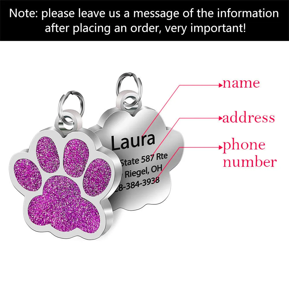 Customised stainless steel bone dog ID tag with engravable surface, 45x29 mm, in silver colour