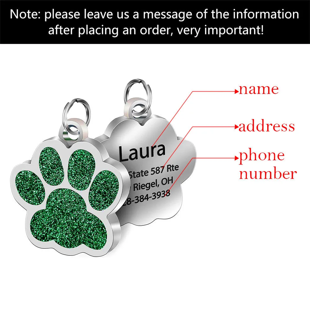 Customised stainless steel bone dog ID tag with engravable surface, 45x29 mm, in silver colour