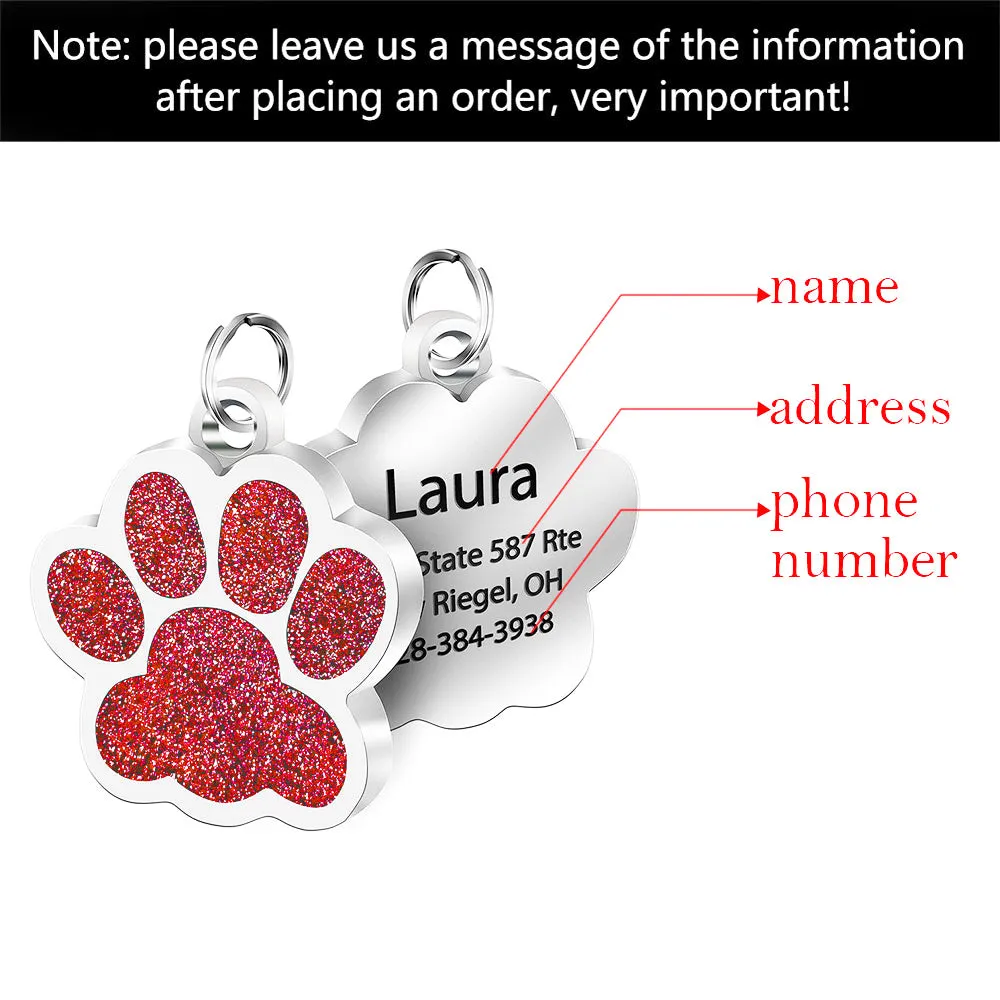 Customised stainless steel bone dog ID tag with engravable surface, 45x29 mm, in silver colour