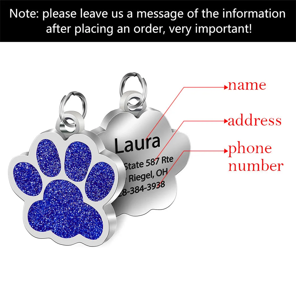 Customised stainless steel bone dog ID tag with engravable surface, 45x29 mm, in silver colour