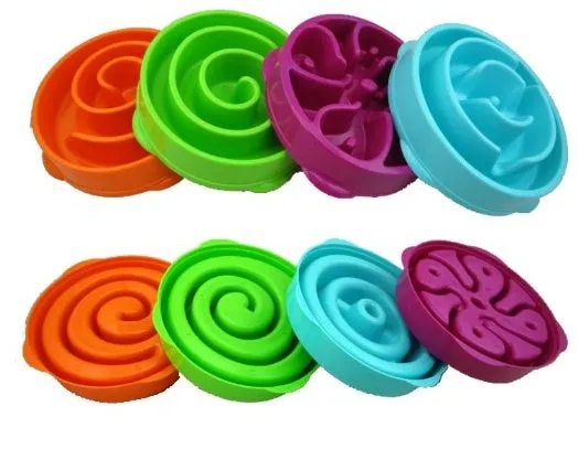 Blue puzzle anti-smashing dog slow food bowl made of ABS material, 28x28x5cm