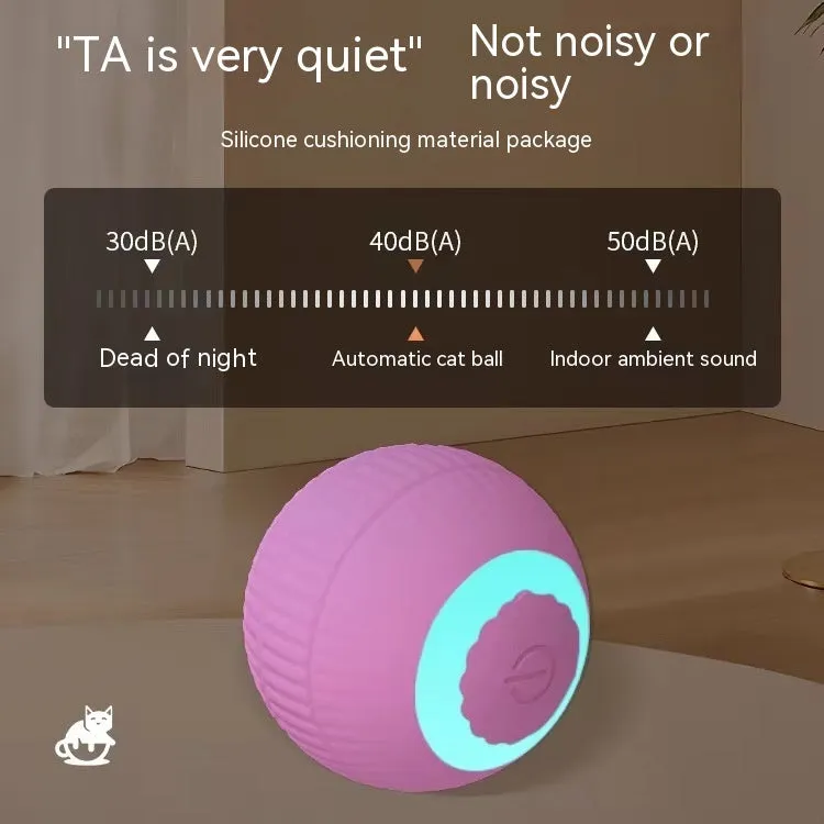 Blue silicone gravity rolling cat teasing ball on a floor