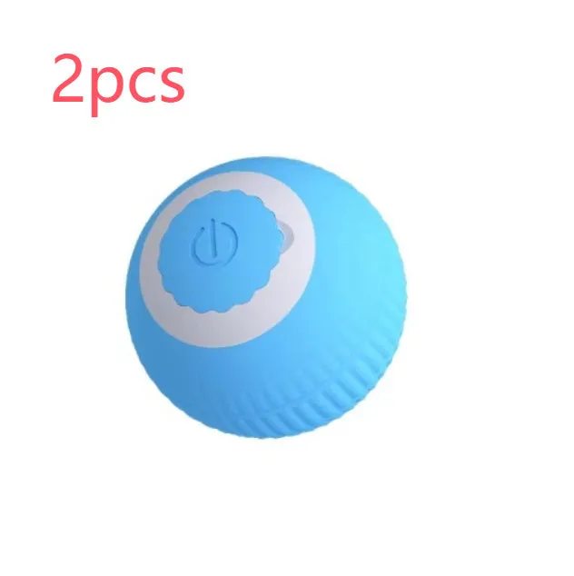 Blue silicone gravity rolling cat teasing ball on a floor