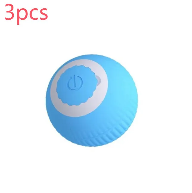 Blue silicone gravity rolling cat teasing ball on a floor