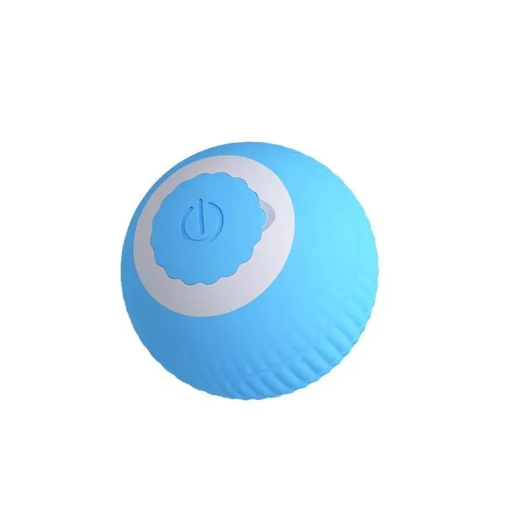 Blue silicone gravity rolling cat teasing ball on a floor