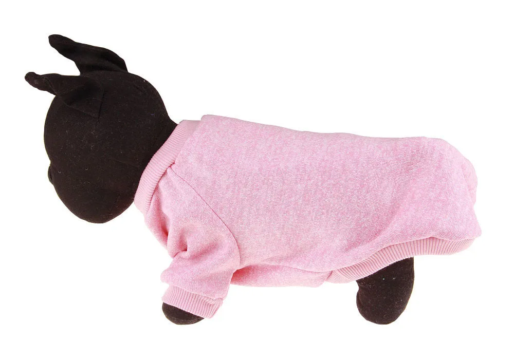 Colorful cotton two-legged pet sweater for small dogs, with neck and chest measurements, available in multiple sizes