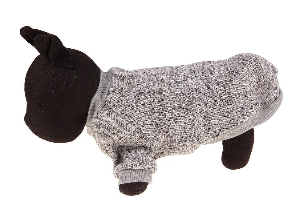 Colorful cotton two-legged pet sweater for small dogs, with neck and chest measurements, available in multiple sizes