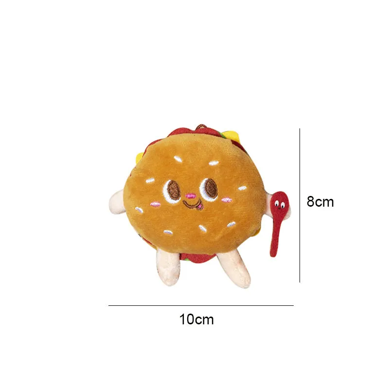 Cat chewing toy shaped like hamburger and chicken leg with catnip filling