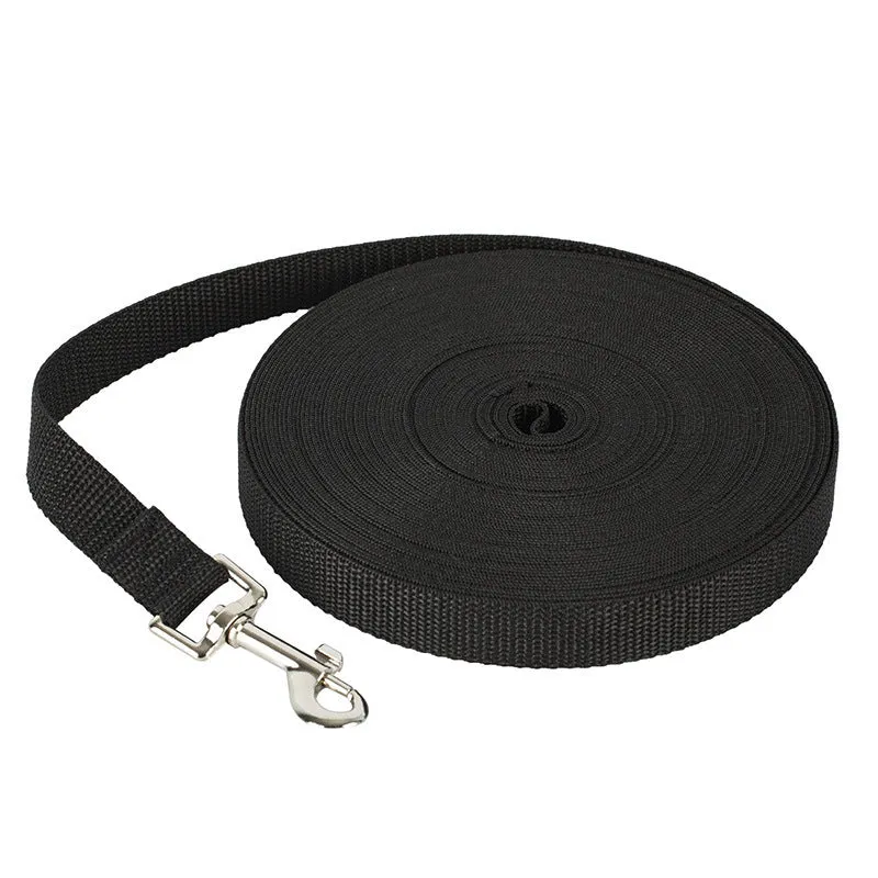 Long nylon rope pet leash in blue, 2cm width, 1.5 metres long, on a neutral background