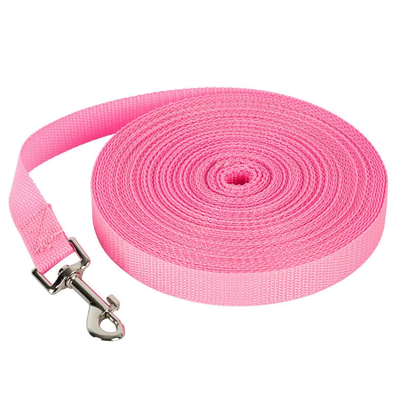 Long nylon rope pet leash in blue, 2cm width, 1.5 metres long, on a neutral background