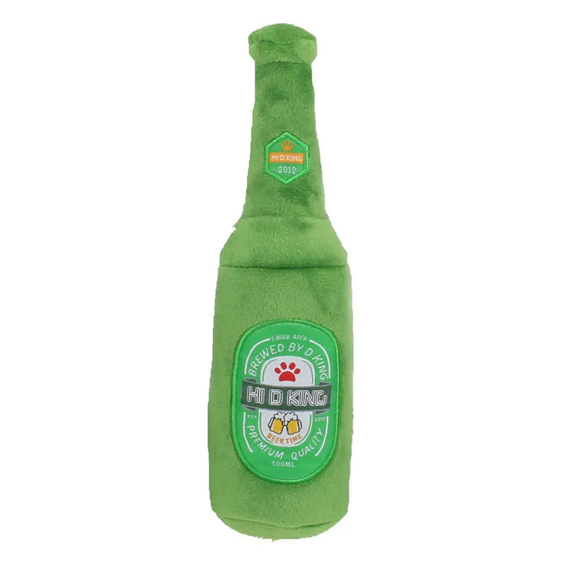 New Pet Supplies sounding plush toy creative cartoon simulation beer bottle dog toy with squeaker