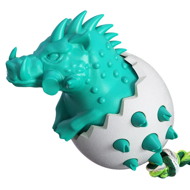 Wild boar egg dog toothbrush molar stick in TPR and nylon on a neutral background