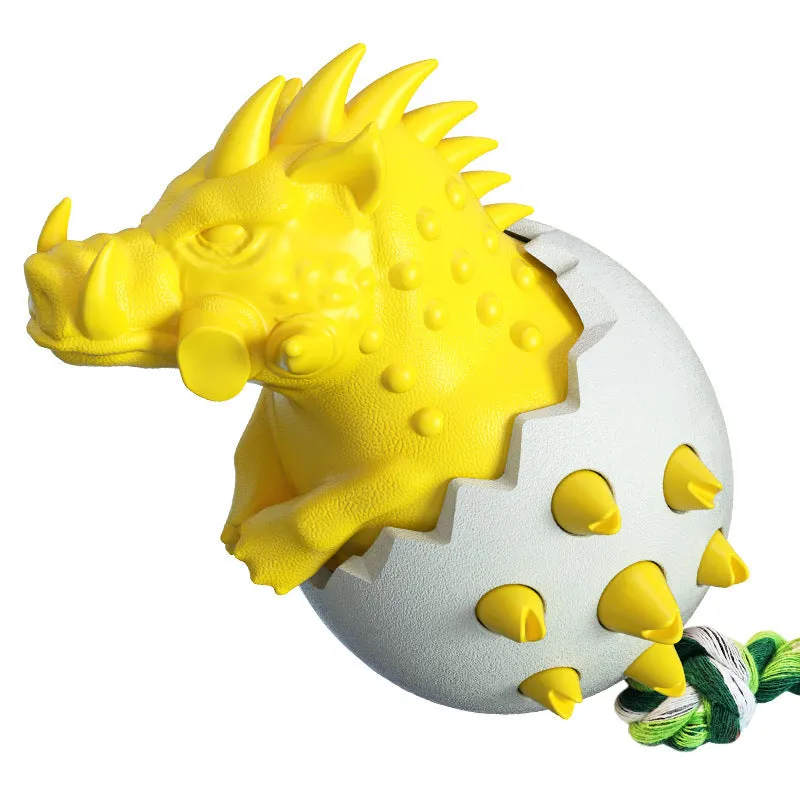 Wild boar egg dog toothbrush molar stick in TPR and nylon on a neutral background