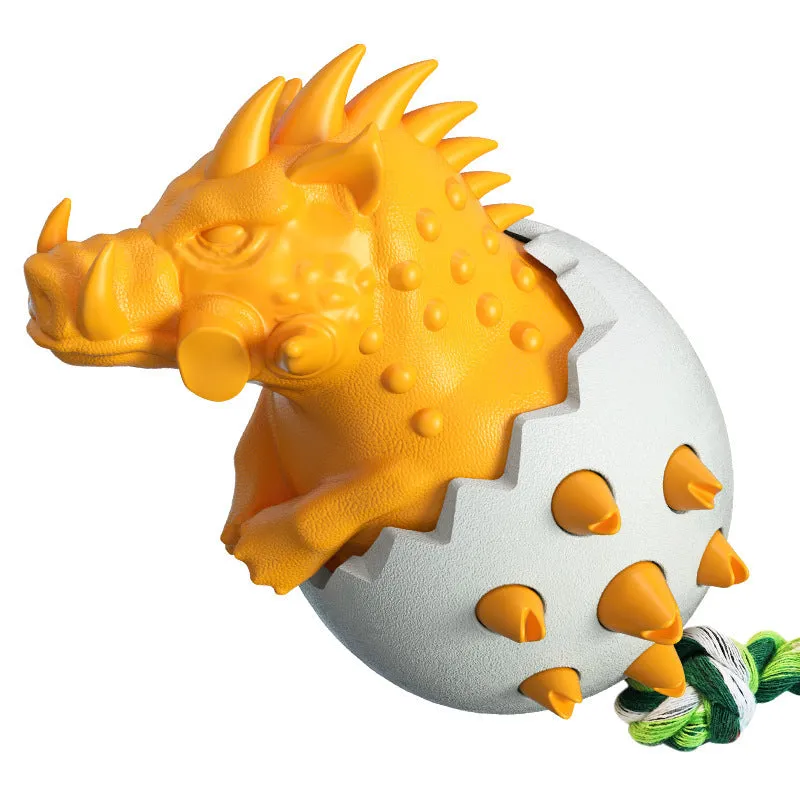Wild boar egg dog toothbrush molar stick in TPR and nylon on a neutral background