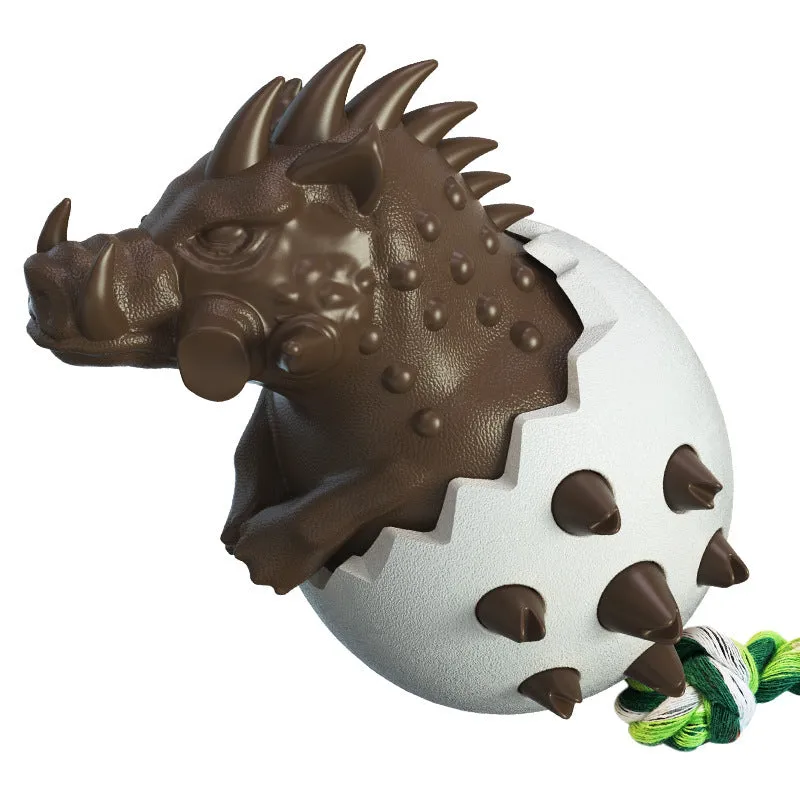 Wild boar egg dog toothbrush molar stick in TPR and nylon on a neutral background