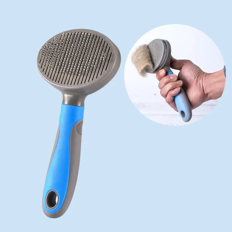 Kitten Cat Comb De-floating Hair Stripper pet grooming comb with 60° curved needle in candy blue