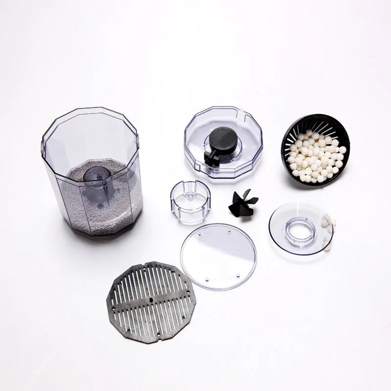 Grey automatic air-driven fish tank fecal filter with non-woven fabric for cleaning waste