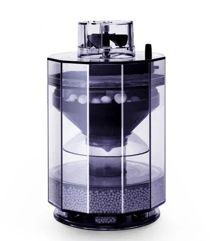 Grey automatic air-driven fish tank fecal filter with non-woven fabric for cleaning waste