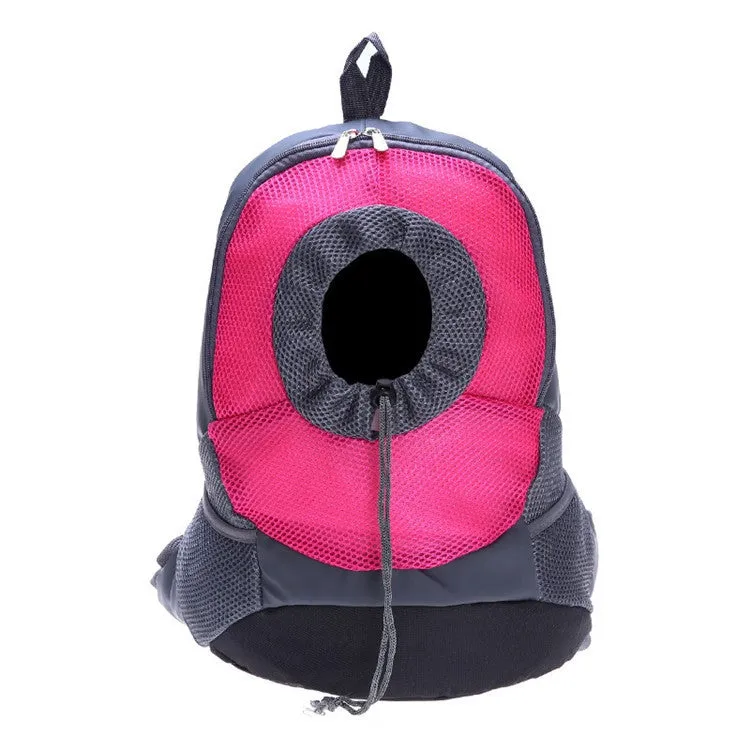 Pet travel backpack in breathable mesh with leather trim for small dogs and cats, multiple colours available