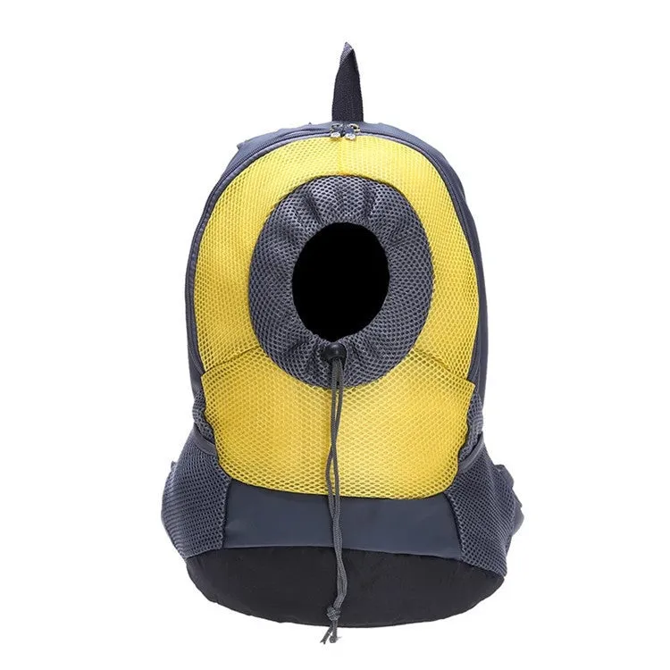Pet travel backpack in breathable mesh with leather trim for small dogs and cats, multiple colours available