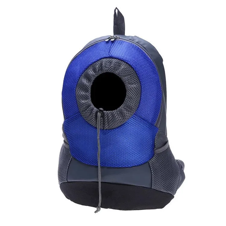 Pet travel backpack in breathable mesh with leather trim for small dogs and cats, multiple colours available
