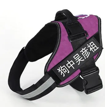 Explosion-proof Oxford cloth K9 chest back dog strap harness in black with metal clip and red trim
