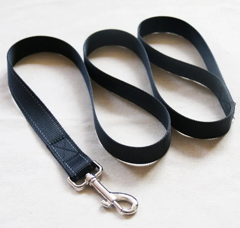 Explosion-proof Oxford cloth K9 chest back dog strap harness in black with metal clip and red trim