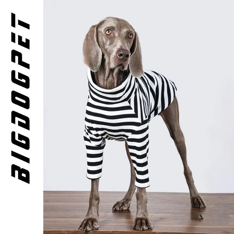 Black and white thin polyester dog clothing for large breeds in multiple sizes
