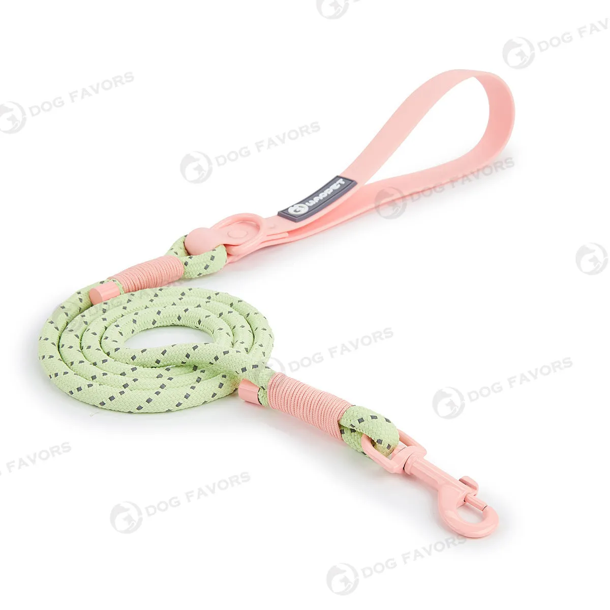 Solid colour PVC dog hand holding rope showing dark red purple yellow and taoyao green colour options