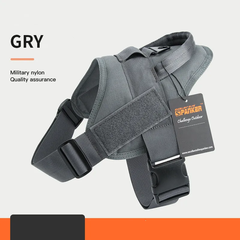 Large medium dog harness made from 1050D nylon with UTX buckle and adjustable straps in black