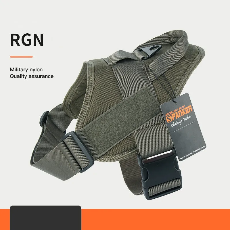 Large medium dog harness made from 1050D nylon with UTX buckle and adjustable straps in black