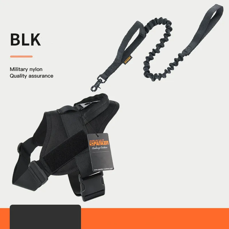 Large medium dog harness made from 1050D nylon with UTX buckle and adjustable straps in black