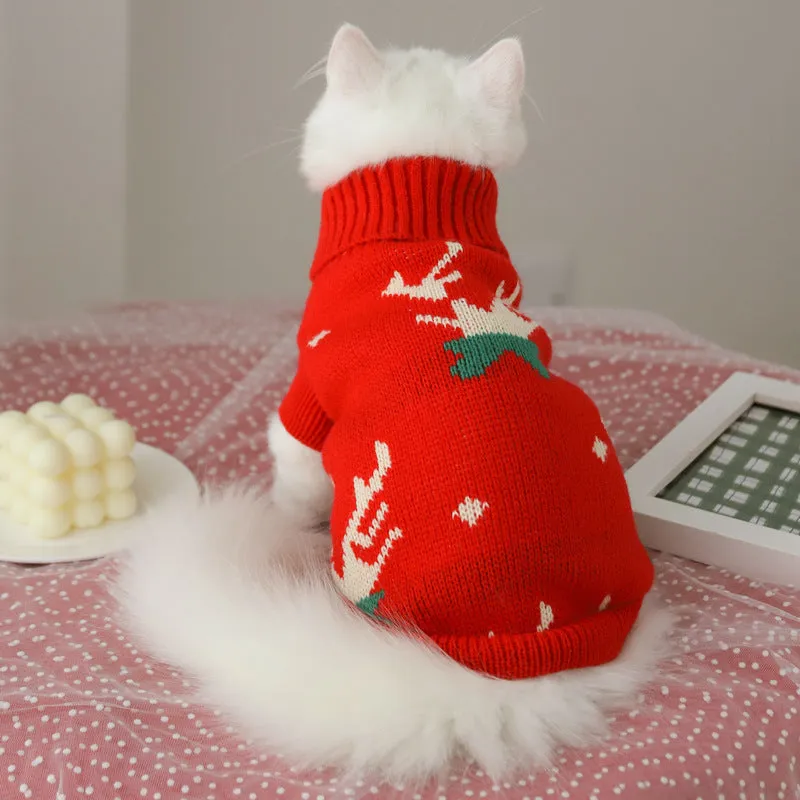 Orange acrylic cat sweater for fall shedding prevention on a cat, casual style, size L