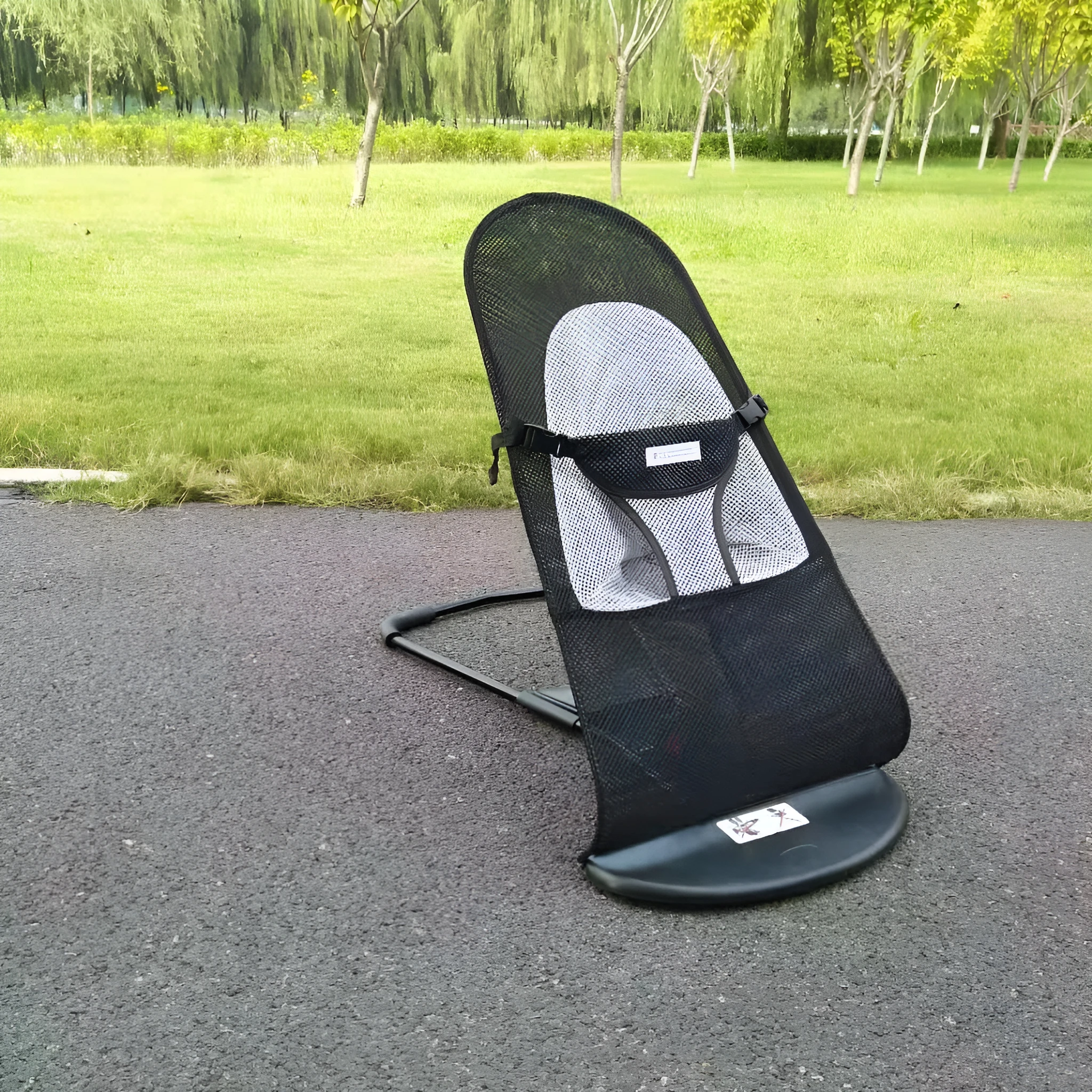 Portable small dog rocking bed with iron frame in black colour, 78x39x42cm, supporting pets up to 30kg