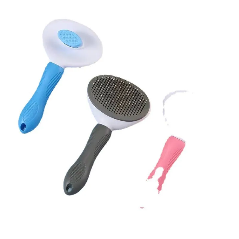 Pet comb for hair removal with stainless steel teeth and ABS handle, available in multiple colours