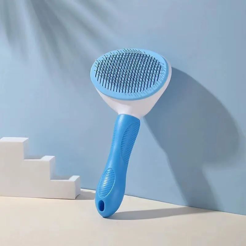 Pet comb for hair removal with stainless steel teeth and ABS handle, available in multiple colours