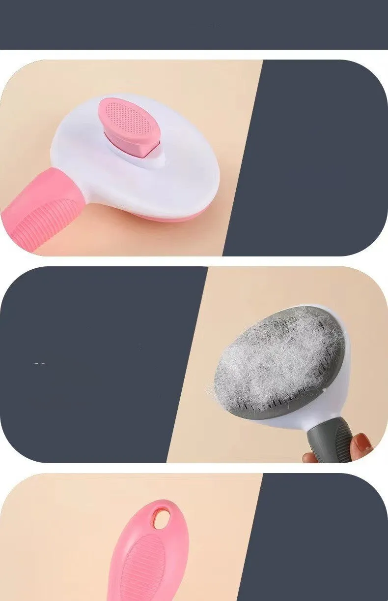 Pet comb for hair removal with stainless steel teeth and ABS handle, available in multiple colours