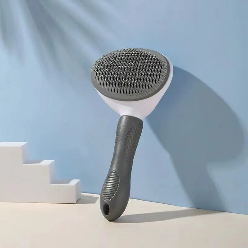 Pet comb for hair removal with stainless steel teeth and ABS handle, available in multiple colours