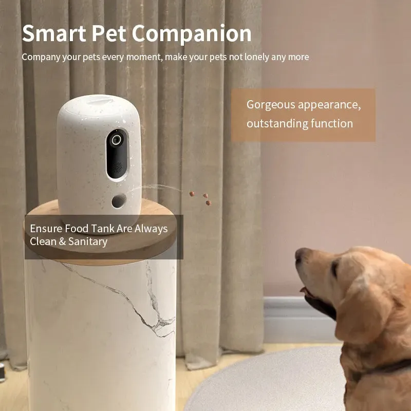 White intelligent automatic quantitative pet feeder for dogs and cats with multi-standard plug options