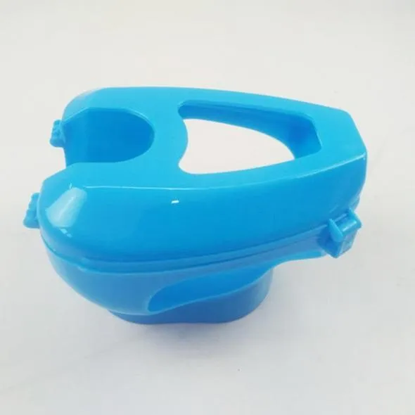 Light blue plastic racing pigeon holder with fixed frame rack on white background
