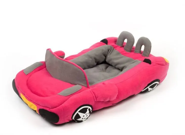 Pet kennel dog sofa bed with cool sports car design in dense velvet, 72x50x30cm, black colour
