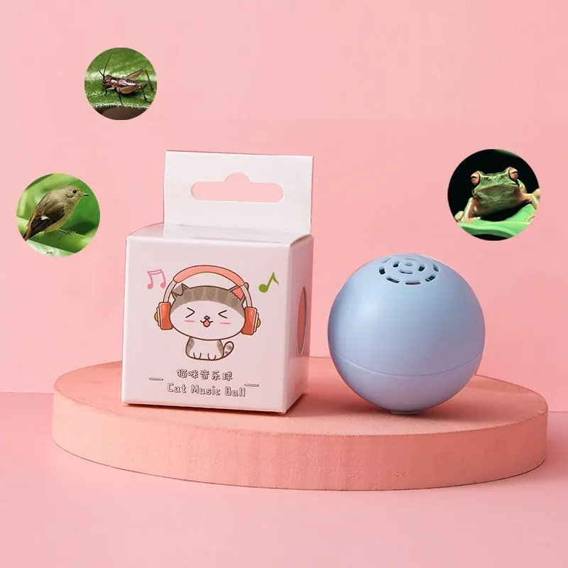 Self-hi pussy cat music ball with sounds and biteable texture in blue, green, and pink 46 mm