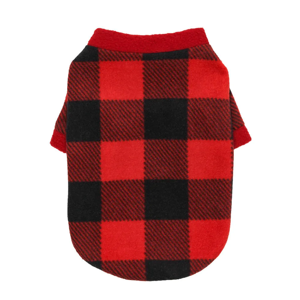 Christmas dog fleece sweater in Christmas Elk colour with plain pattern on a small dog
