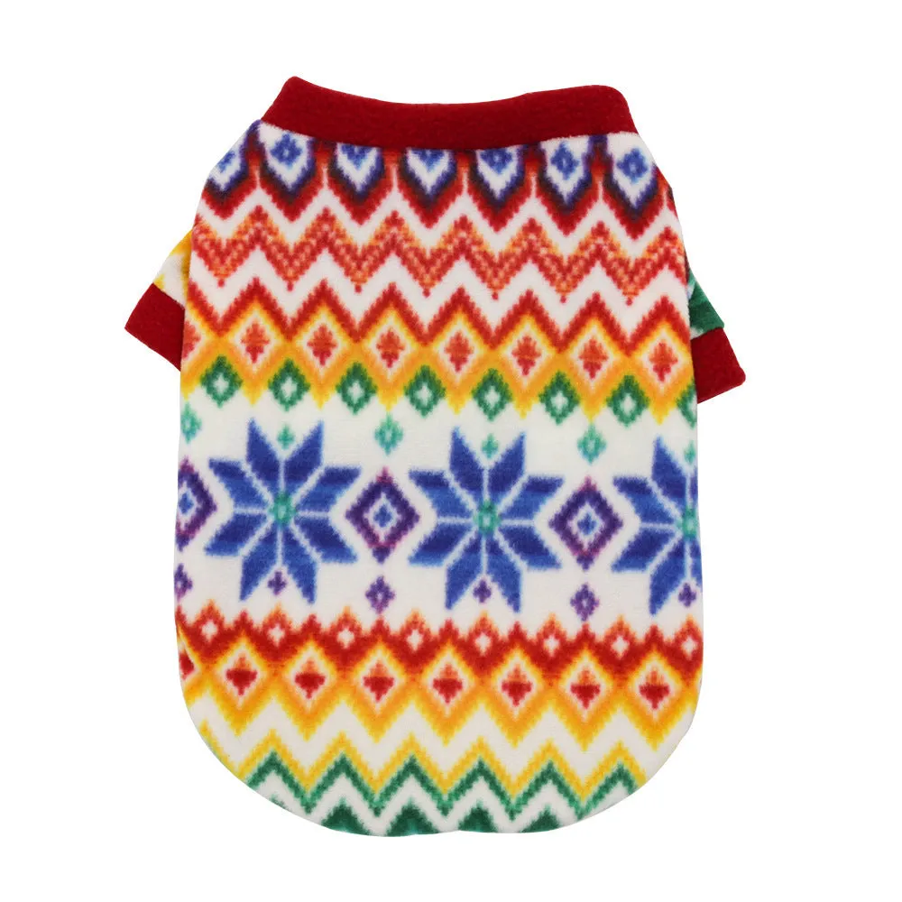 Christmas dog fleece sweater in Christmas Elk colour with plain pattern on a small dog