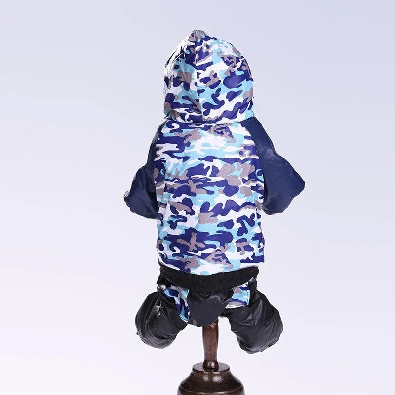 Camouflage hooded pet coat for female dogs in green colour autumn winter size M