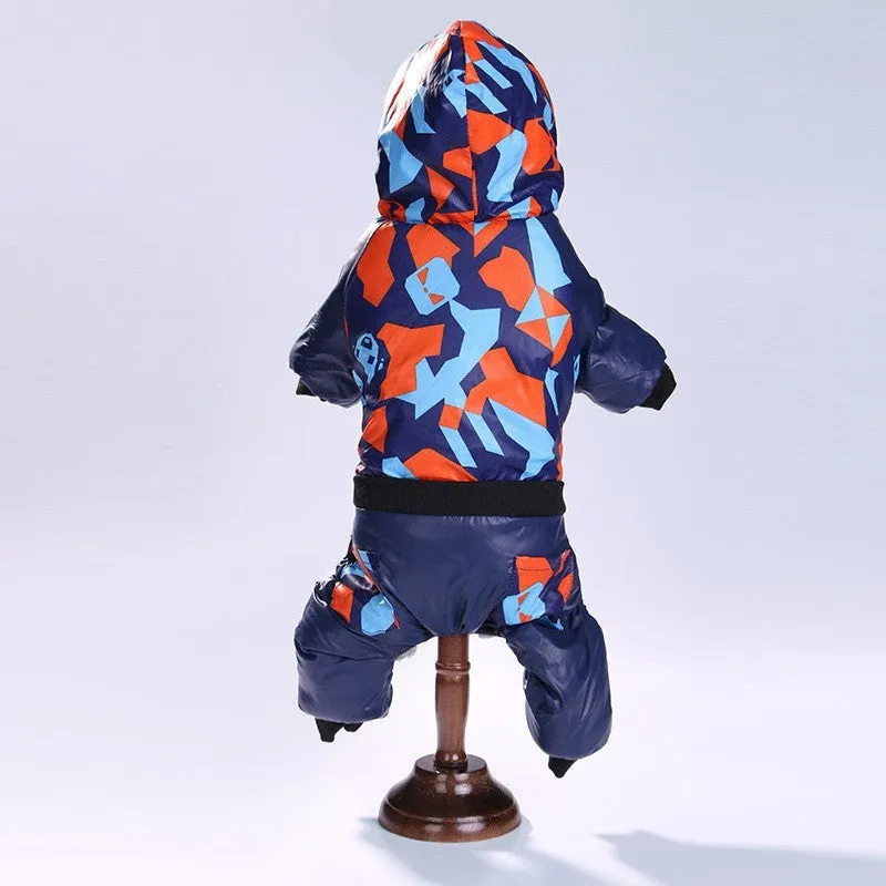 Camouflage hooded pet coat for female dogs in green colour autumn winter size M