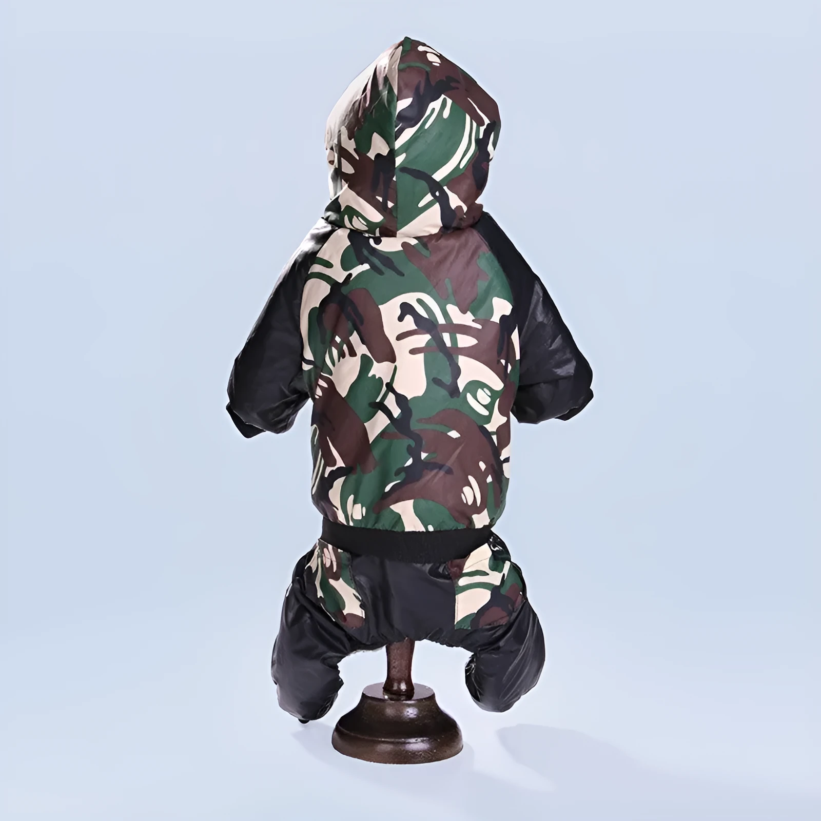 Camouflage hooded pet coat for female dogs in green colour autumn winter size M