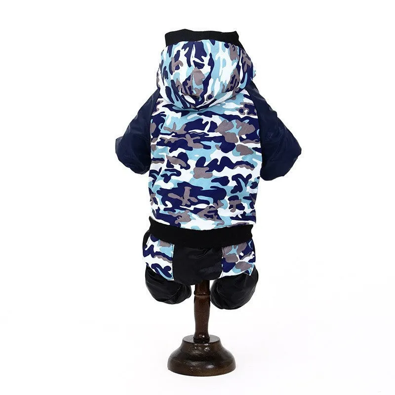 Camouflage hooded pet coat for female dogs in green colour autumn winter size M